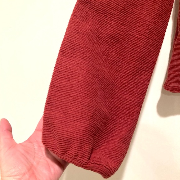 Madewell Texture & Thread Button-Wrap Top, Size S, Red (Rust)/Burnt Orange - Picture 5 of 13